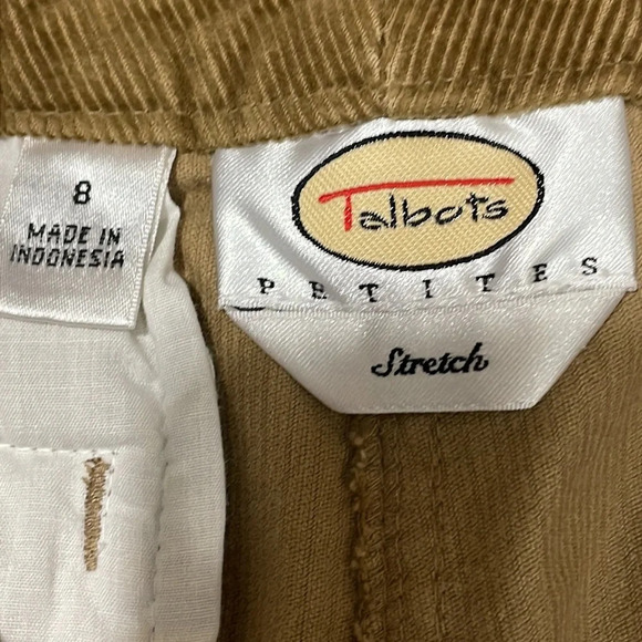 Talbots Petites Stretch Corduroy Cuffed Capri Brown Velvet Ribbon Belt 8 - Picture 8 of 16